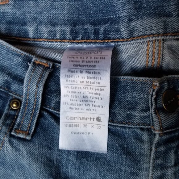 Carhartt Men's Jeans 38x32 Blue Relaxed Pockets Utility Casual Workwear Gorpcore - Picture 5 of 5